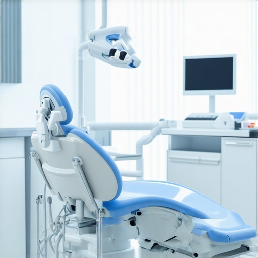 Futuristic dental clinic showcasing advanced equipment for fast, safe cosmetic treatments