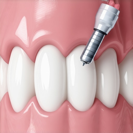 Close-up of micro-osteoperforation procedure showing tiny perforations on teeth surface
