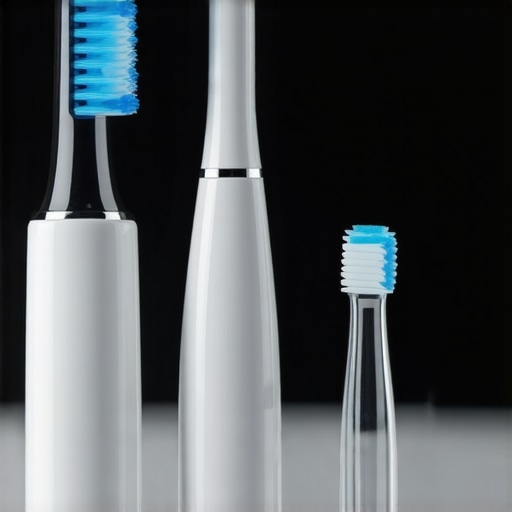 Electric toothbrush and interdental brushes on a bathroom counter.