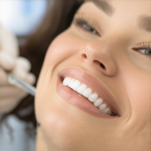 Patient receiving professional teeth cleaning at dental clinic
