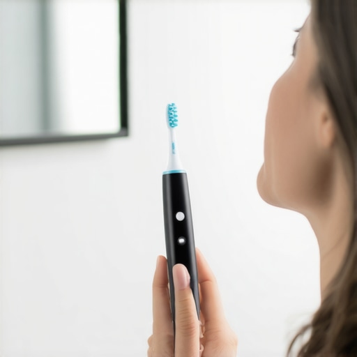 A person brushing their teeth with a Sonicare electric toothbrush for dental health
