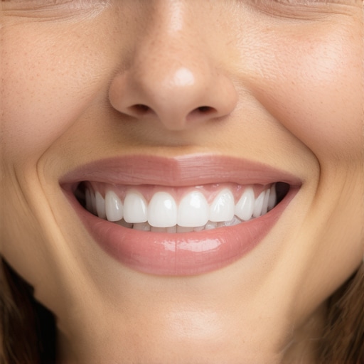 Person showing a smile with Invisalign aligners, demonstrating teeth progress