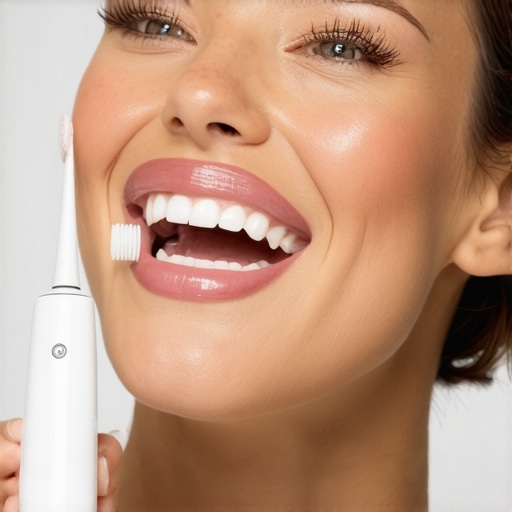 Person brushing teeth with Sonicare electric toothbrush