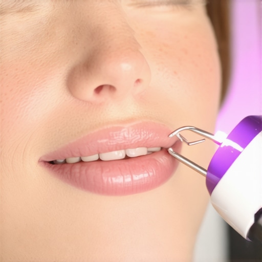 Ultrasonic scaler in action during deep dental cleaning Dental professional using ultrasonic scaler to remove tartar from teeth