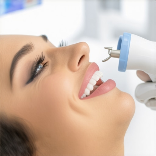 Using Intraoral Scanner for Invisalign Monitoring Dentist demonstrating intraoral scanning technique to monitor Invisalign progress