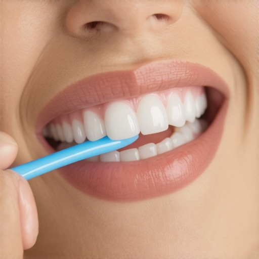 A person using a soft toothbrush and fluoride gel for gentle teeth cleaning