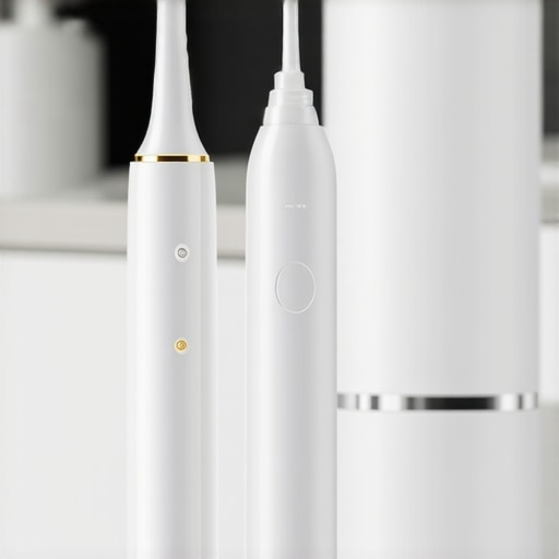 Ultrasonic toothbrush and water flosser on bathroom counter, showcasing effective tools for maintaining dental work.