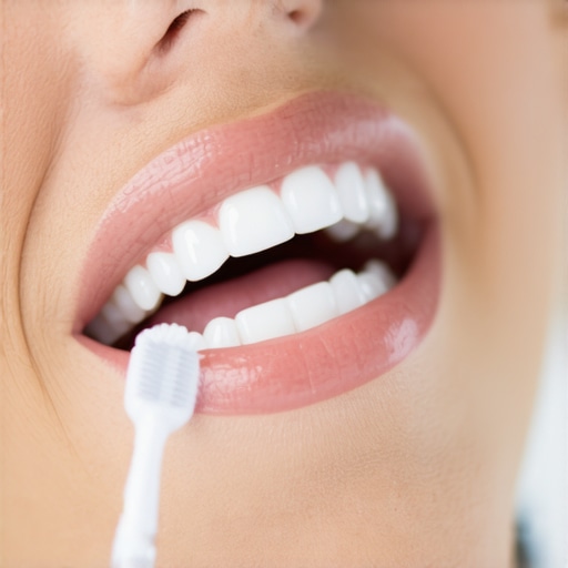 Person demonstrating ultrasonic teeth cleaning device at home for maintenance