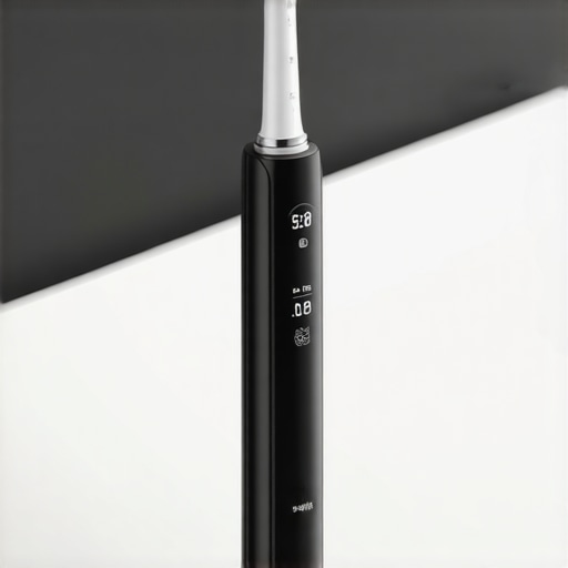 An ultrasonic toothbrush displaying vibration modes and timer features.
