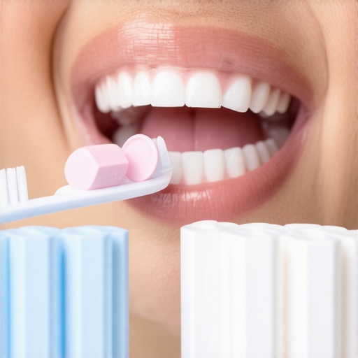 Person cleaning Invisalign trays with toothbrush and cleaning tablets
