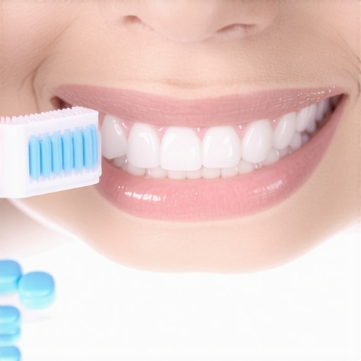 Person sterilizing Invisalign aligners with cleaning tablets and a toothbrush