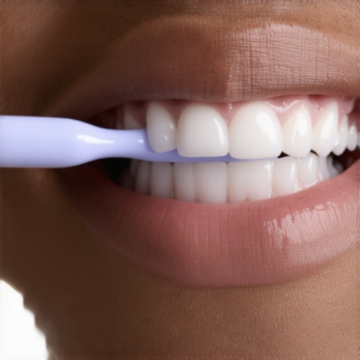 Person brushing teeth with soft toothbrush to protect enamel