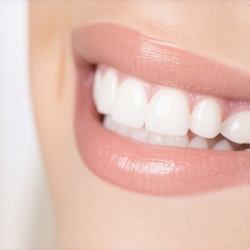 Dentist comparing shade guide to patient's teeth under natural sunlight