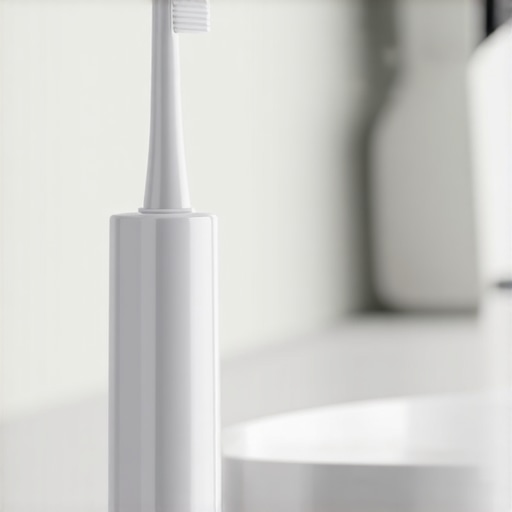 Ultrasonic toothbrush and UV sterilizer for dental appliances on a bathroom counter