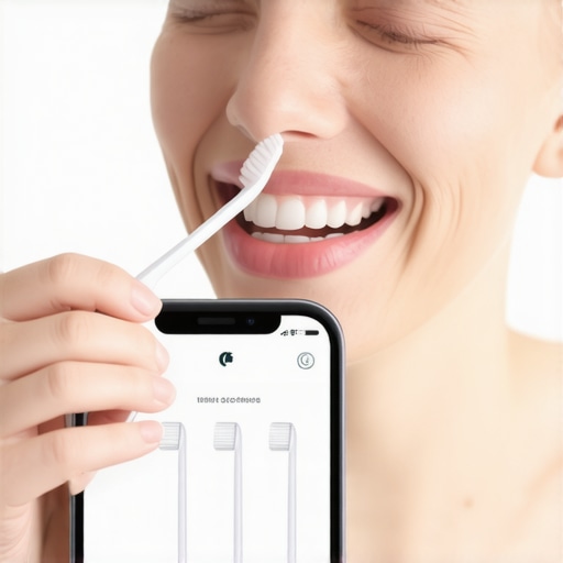 Person monitoring their dental health using high-tech tools at home