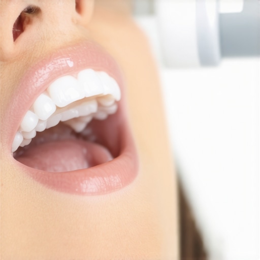 Person cleaning Invisalign aligners with ultrasonic toothbrush, emphasizing hygiene and care