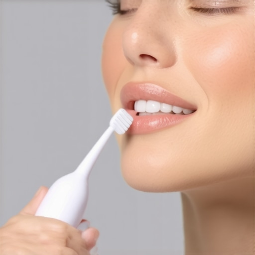 Effective Dental Maintenance Tools for Long-Term Results Person using water flosser and electric toothbrush for dental cleaning.