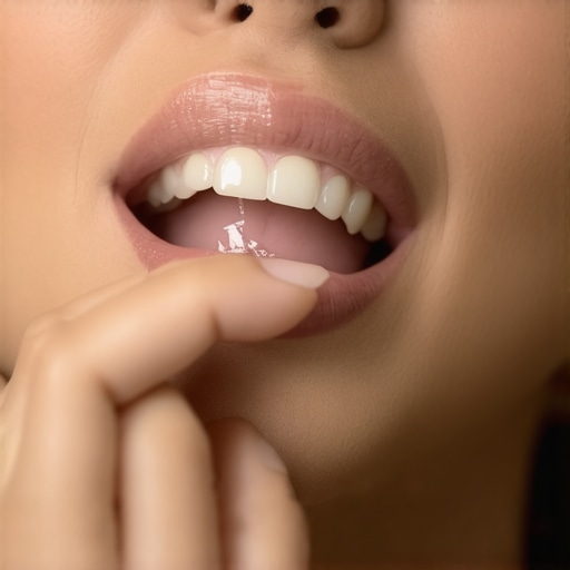 Person rinsing mouth with saltwater to promote healing of a canker sore