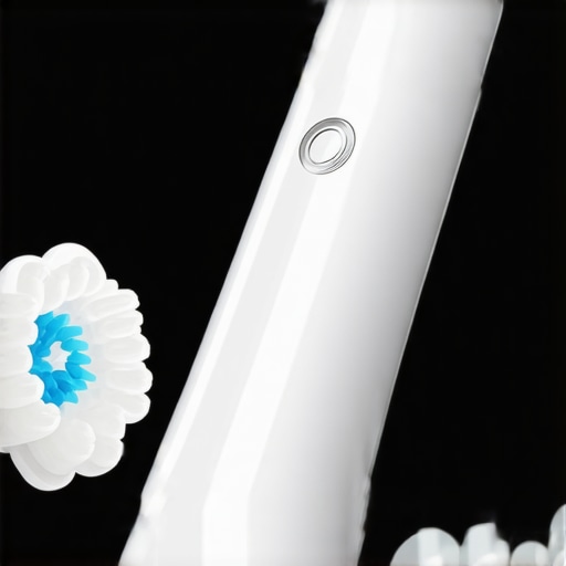 Modern Ultrasonic Toothbrush for Long-Term Dental Care A sleek ultrasonic toothbrush cleaning dental veneers in a contemporary bathroom.