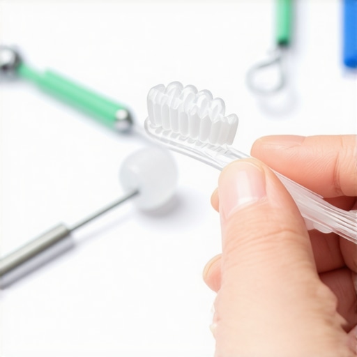 Cleaning Invisalign Aligners Effectively Person brushing Invisalign trays with a soft toothbrush to maintain clarity and hygiene.