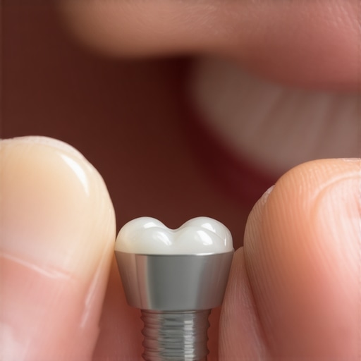 Performing the Tapping Test for Dental Implants Person demonstrating tapping test around dental implant with mirror