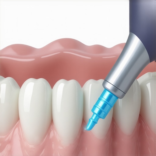 Ultrasonic Dental Scaler for Effective Cleaning Dentist using ultrasonic scaler on patient's molars
