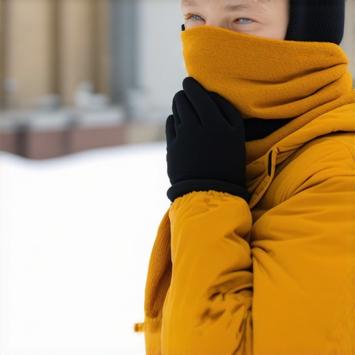 Person with a scarf over mouth in winter to prevent gum sensitivity