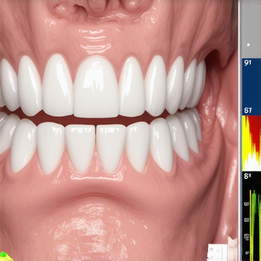 Advanced 3D Dental Scan for Athletes Close up of a 3D dental scan showing gum health and inflammation markers.