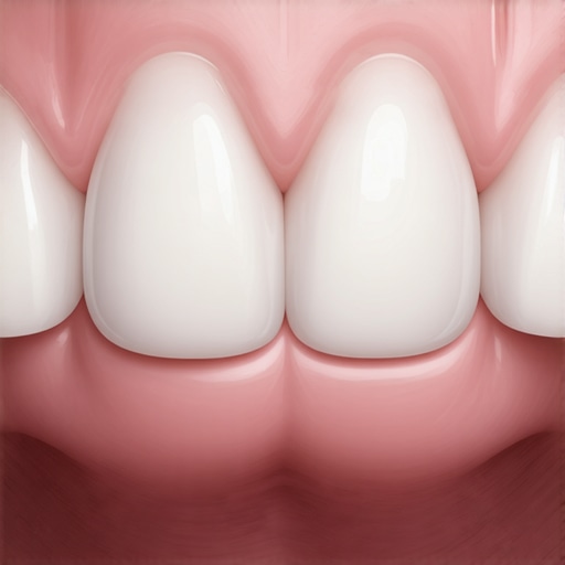 Macro view of a seamless dental restoration used to close a black triangle gap using injection molding.