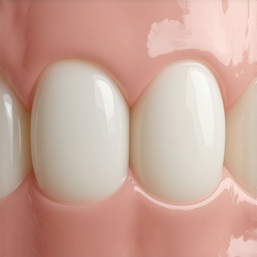 Close-up of tooth enamel showing different levels of translucency.