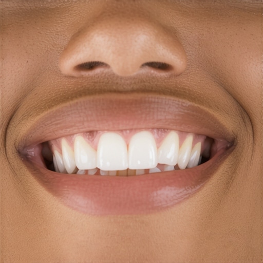 Healthy white teeth reflecting bright outdoor sunlight