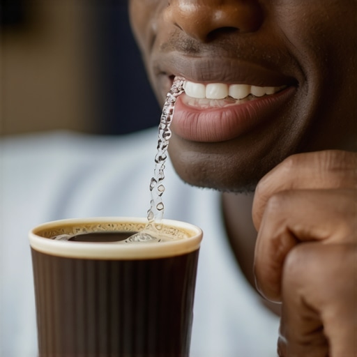 Effective Rinsing After Coffee A person rinsing their mouth with water to prevent coffee stains on dental bonding.