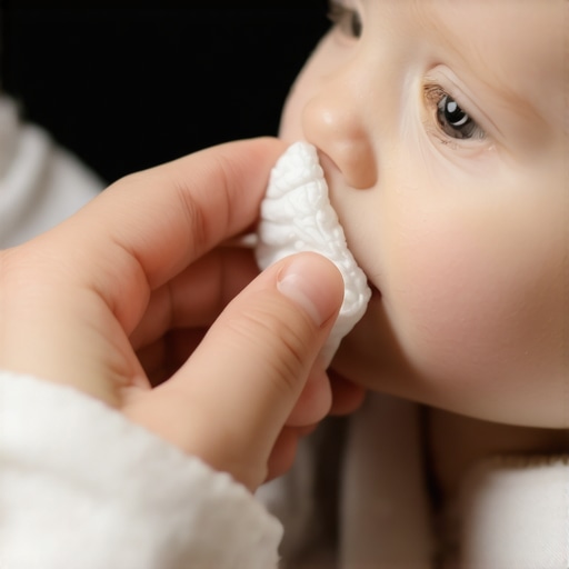 Parent applying a cold compress to a child's mouth to stop bleeding after a dental injury.