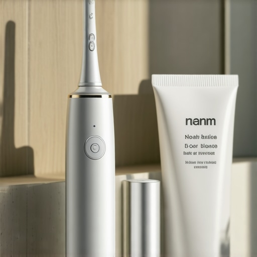 Electric toothbrush and water flosser on a bathroom counter used for maintaining dental bonding.
