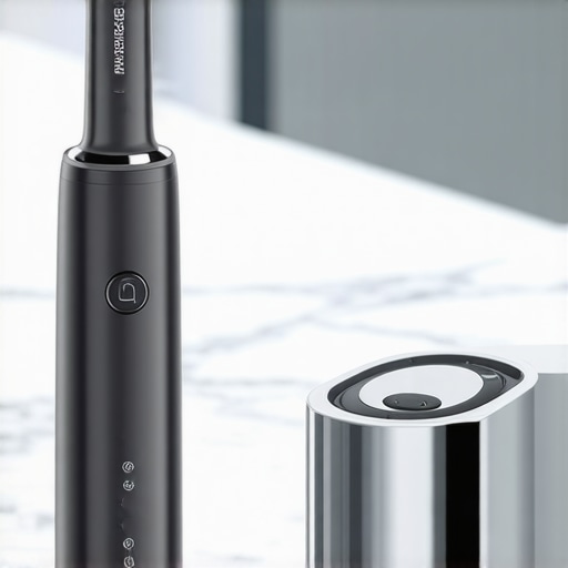 Professional-grade electric toothbrush and ultrasonic aligner cleaner on a counter.