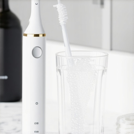 Modern dental maintenance kit with water flosser and clear aligners