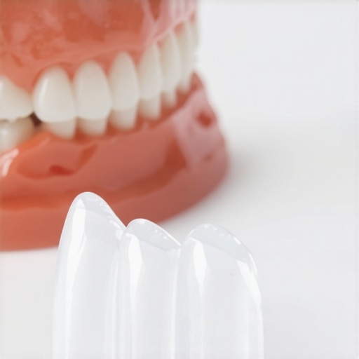 A 3D dental scan showing orthodontic movement progress and clear aligner technology.