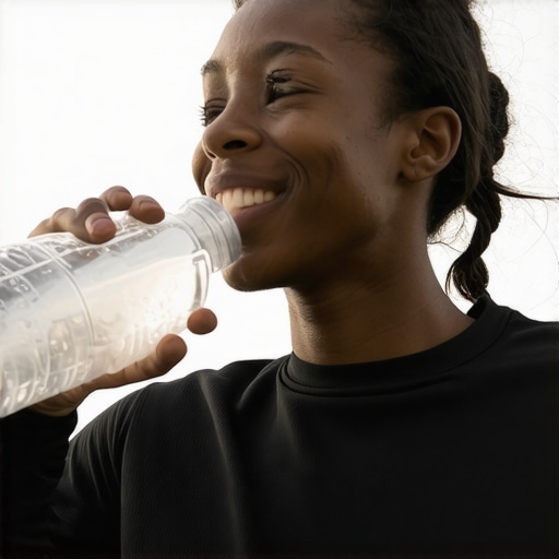 An athlete drinking water to maintain oral health and prevent dry mouth