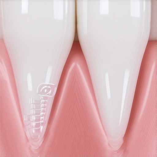 Invisalign Attachments and Gum Health Close-up of Invisalign attachments on teeth highlighting the importance of hygiene