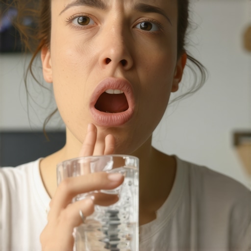 Managing Dental Implant Cold Sensitivity A person feeling tooth sensitivity while drinking cold water
