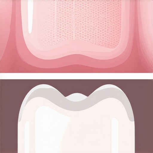 Macro comparison of healthy tooth enamel versus abrasive wear from over-brushing.