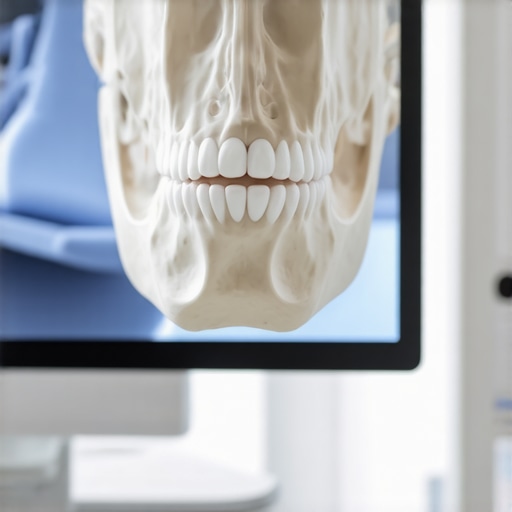 A digital 3D scan of a human jaw showing advanced dental imaging technology.