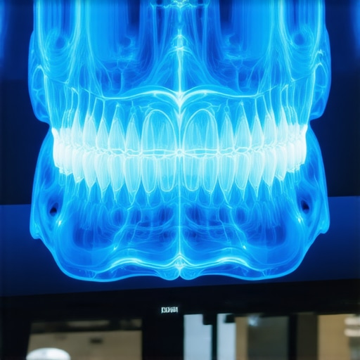 A detailed 3D digital map of teeth on a dentist's monitor used for advanced diagnostics.