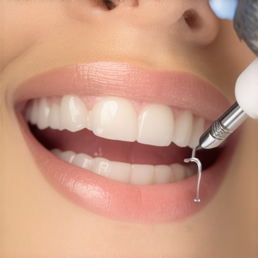 Modern Dental Bonding Procedure A dentist applying cosmetic resin to a patient's front teeth to close a gap.