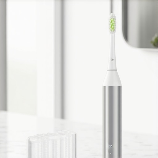 Modern Dental Maintenance Kit An ultrasonic cleaner and high-tech toothbrush for maintaining dental health and Invisalign aligners.
