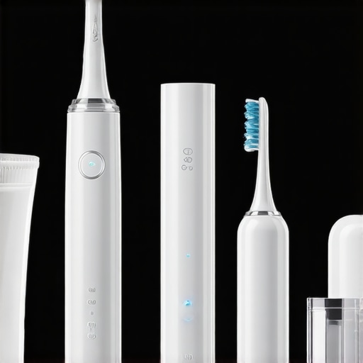 Professional sonic toothbrush and water flosser on a bathroom counter