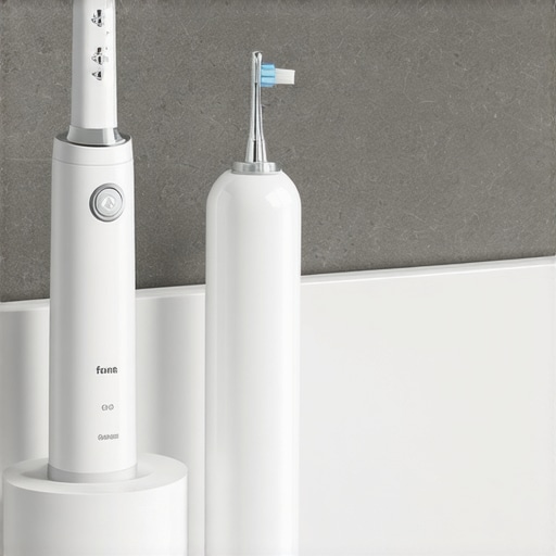 Modern Dental Maintenance Tools High-tech electric toothbrush and water flosser for daily dental care maintenance