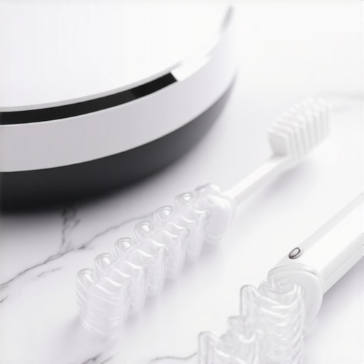 Modern Dental Maintenance Tools An ultrasonic cleaner used for maintaining Invisalign trays and dental health.