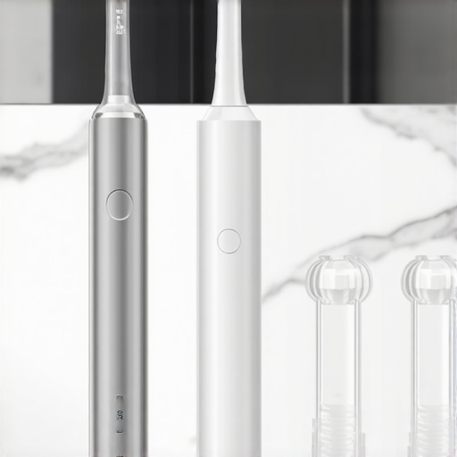 Modern Dental Maintenance Tools and Technology High-tech dental tools including a water flosser and electric toothbrush for oral hygiene maintenance.
