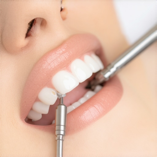 Modern Gentle Dental Cleaning A professional dental cleaning using modern tools to minimize tooth sensitivity during a checkup.